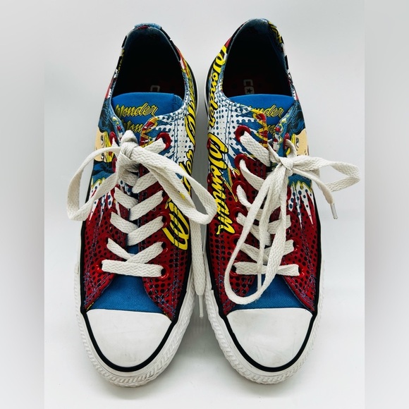 Converse Wonder Woman Red and Blue Sneakers Classic Canvas Style Size 4.5 - Picture 13 of 13